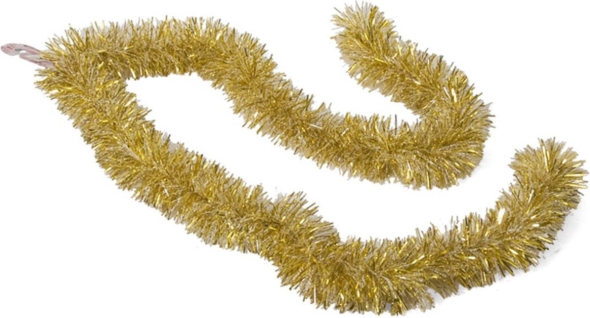 Gerimport Kerstboomslingers - 3x - goud / sneeuw - folie - 180 x 7 cm - kerstboom versiering/guirlandes – foto 2