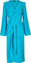 Unisex badjas aquablauw - badstof katoen - sauna badjas capuchon - maat L/XL