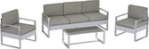 Ensemble de mobilier de jardin Outsunny 4 PIECE banc de jardin avec table basse en aluminium avec verre trempé gris 84B-619