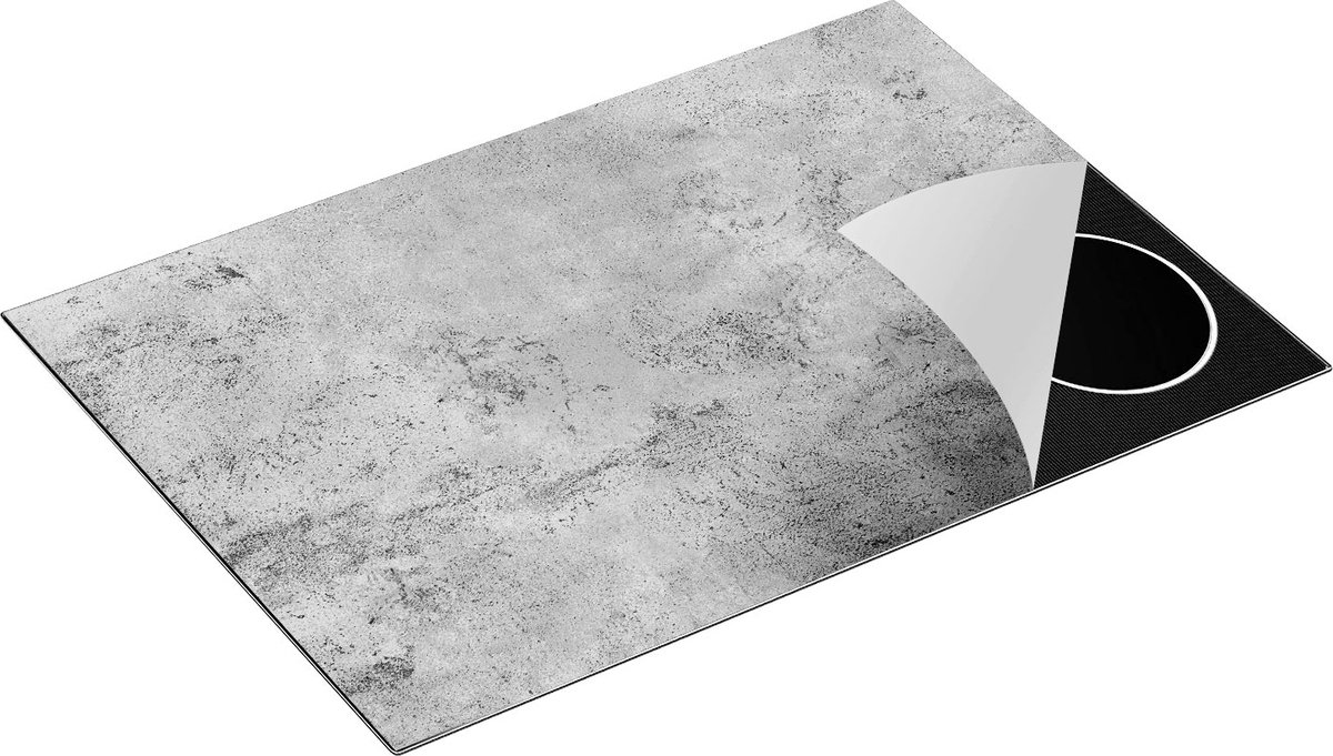 Chefcare Inductie Beschermer Abstracte Kunst - Grijze Cement - Zwart Wit - 75x50 cm - Afdekplaat Inductie - Kookplaat Beschermer - Inductie Mat
