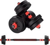 Barbell Dumbbell Set 15kg - Dumbbell Set - Barre d'haltères avec poids - Barre de Fitness - Zwart