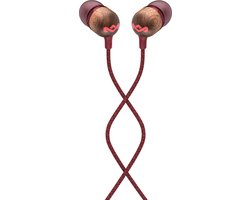 House of Marley Smile Jamaica Oortjes met Draad - Bedrade Oordopjes 3,5 mm Aansluiting - Met Microfoon en 1knopsbediening - Eco Friendly Design - 9MM Drivers - Knoopvrije Kabel - Rood