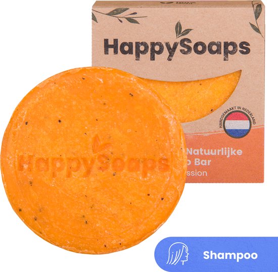HappySoaps Shampoo Bar Fruitful Passion Dagelijks Gebruik en Normaal Haar 100% Plasticvrij, Natuurlijk en Vegan 70gr