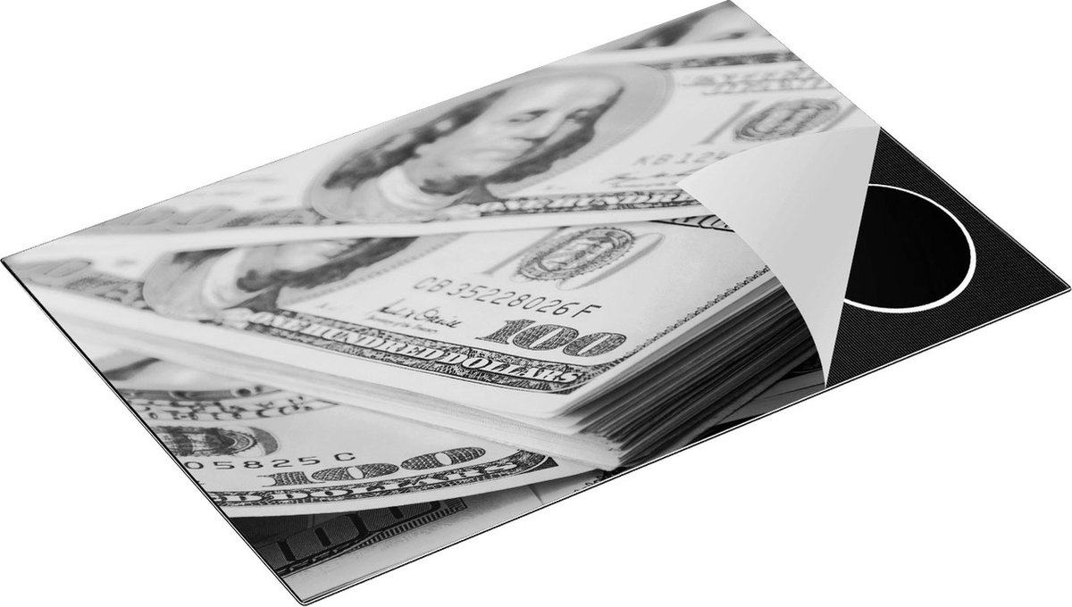 Chefcare Inductie Beschermer Dollar Geld Briefjes - Zwart Wit - 83x51,5 cm - Afdekplaat Inductie - Kookplaat Beschermer - Inductie Mat