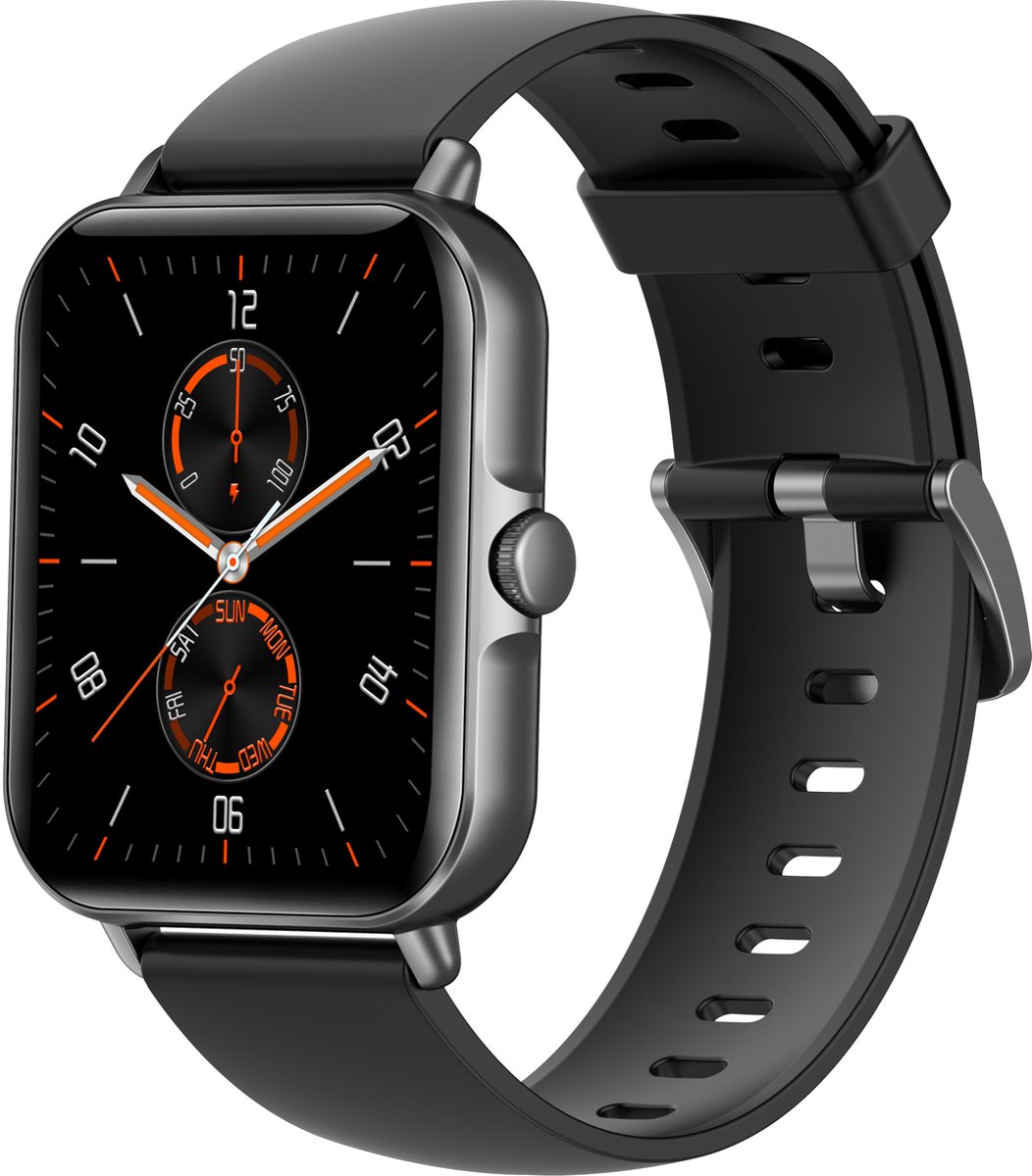 Belesy® LIBRE - Smartwatch Heren – Smartwatch Dames - Horloge – Stappenteller – Calorieën - Hartslag – Sporten - Je eigen foto als wijzerplaat - Kleurenscherm - Full Touch - Silicone – Zwart - Moederdag