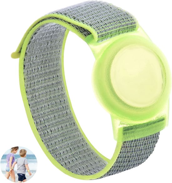 Premium Armband geschikt voor Apple AirTag voor Kinderen met Klittenband Sluiting Geel | AirTag-sleutelhanger Hoesje Kind | Polsband GPS Horloge Kind | Tracker Houder Armband | Trackers Band | Kinder Horloge | Peuter | GPS Senioren