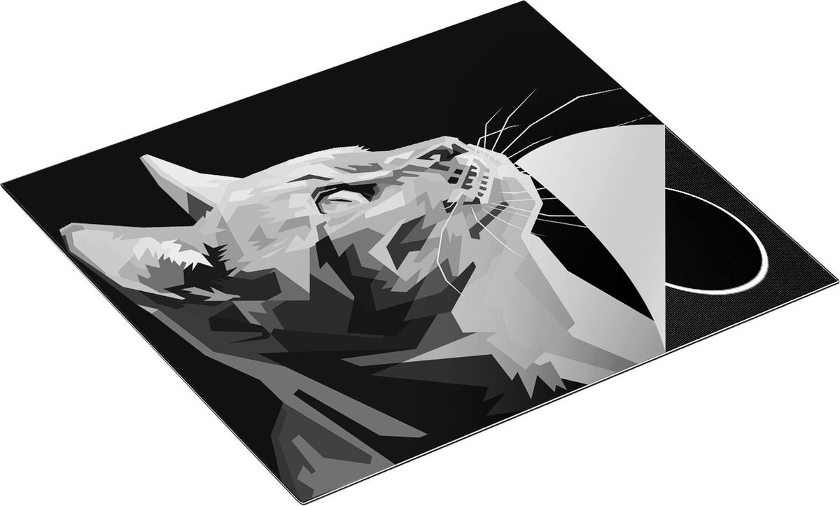 Chefcare Inductie Beschermer Kleurrijke Kat Kijkt naar Boven - Abstract - Zwart Wit - 57,6x51,6 cm - Afdekplaat Inductie - Kookplaat Beschermer - Inductie Mat