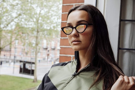 Joboly Cat Eye Zonnebril - Zwart Frame - Roze Lenskleur Spiegelend - Dames van Joboly — afbeelding 2