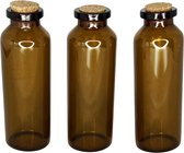 3BMT Kleine Bruine Glazen Flesjes met Kurk - 30 ml - Set van 3 Lege Bruine Glas Flesjes