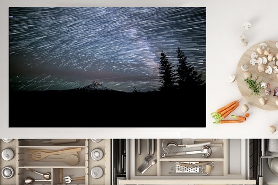 KitchenYeah® Inductie beschermer 91.2x52 cm - Sterrenhemel - Bos - Sporen - Kookplaataccessoires - Afdekplaat voor kookplaat - Inductiebeschermer - Inductiemat - Inductieplaat mat