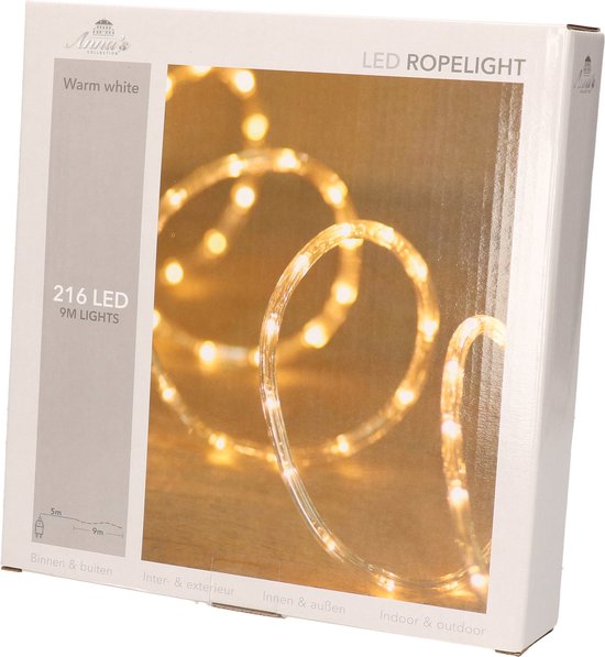 Feestverlichting lichtslang 216 lampjes warm wit 9 mtr - Voor binnen en buiten gebruik - kerstverlichting/feestverlichting - CBD