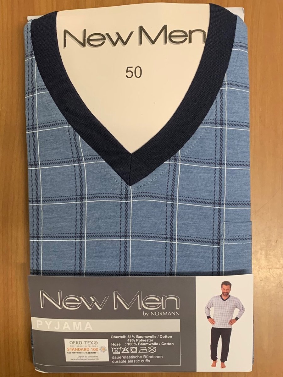 Normann heren pyjama New Men 68627 - Blauw - L/52