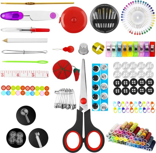 Mini-naaisets, reis-naaiset, 129-delige doe-het-zelf premium naai- accessoires, klein naaigarnituur voor thuis, op reis en in noodgevallen met naainaalden, vingerhoed, schaar, draad, meetlint Mini-naaisets, reis-naaiset, 129-delige doe-het-zelf premium naai- accessoires, klein naaigarnituur voor thuis, op reis en in noodgevallen met naainaalden, vingerhoed, schaar, draad, meetlint