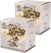 Set van 2x stuks kerstverlichting warm wit buiten 480 lampjes lichtsnoer 3600 cm - Kerstlampjes/kerstlichtjes/boomverlichting