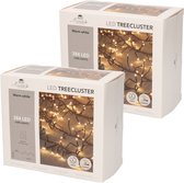2x Kerstverlichting clusterverlichting met timer en dimmer 384 lampjes warm wit 5 mtr - Voor binnen en buiten gebruik