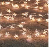 3x Zilveren sterren kerstverlichting met timer warm wit 1 meter - Sfeerverlichting - Kerstversiering voor binnen gebruik