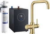 3 in1 Multi-Tap Filtrete kokend water kraan incl. boiler & 3M waterfilter, L-uitloop-Gold