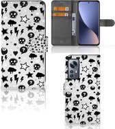 Telefoonhoesje Xiaomi 12 | 12X Wallet Book Case met Pasjeshouder Silver Punk