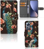 Telefoonhoesje Xiaomi 12 | 12X Flipcase Cover Pauw met Bloemen