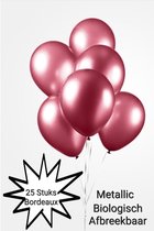 25 stuks Metallic Ballonnen Bordeaux , 100 % Biologisch afbreekbaar, Verjaardag, Thema feest.