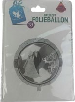 Folieballon Bruidspaar - 34 cm - Zilver - Zwart - Happily ever after - Trouwen - Rond - Bruiloft - Trouwerij