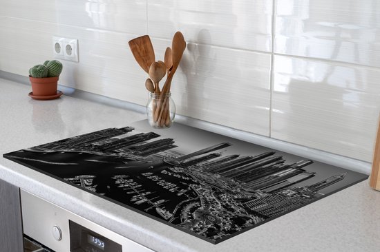 KitchenYeah® Inductie beschermer 83x51.5 cm - Zwart - Wit - Dubai - Boot - Kookplaataccessoires - Afdekplaat voor kookplaat - Inductiebeschermer - Inductiemat - Inductieplaat mat