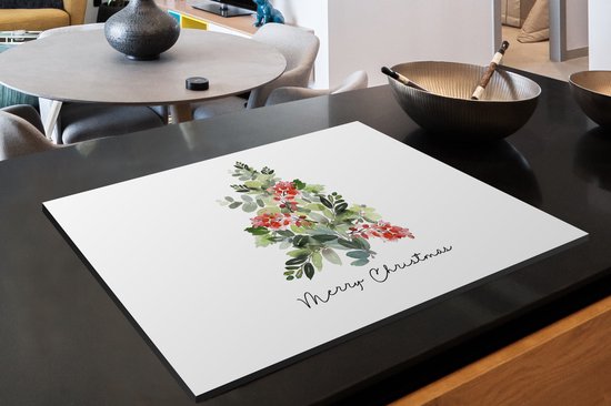 KitchenYeah® Inductie beschermer 81x52 cm - Kerstboom - Waterverf - Quote - Kookplaataccessoires - Afdekplaat voor kookplaat - Inductiebeschermer - Inductiemat - Inductieplaat mat