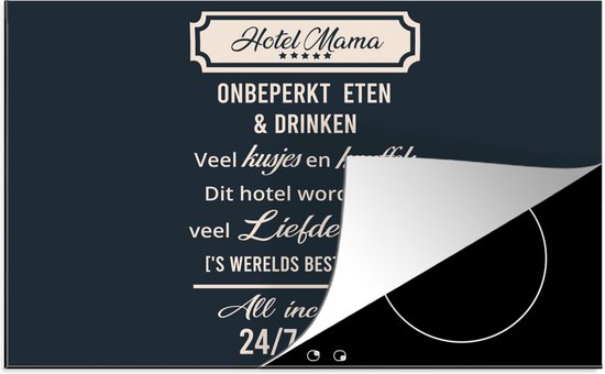KitchenYeah® Inductie beschermer 81x52 cm - Hotel mama - Spreuken - Quotes - Mama - Kookplaataccessoires - Afdekplaat voor kookplaat - Inductiebeschermer - Inductiemat - Inductieplaat mat