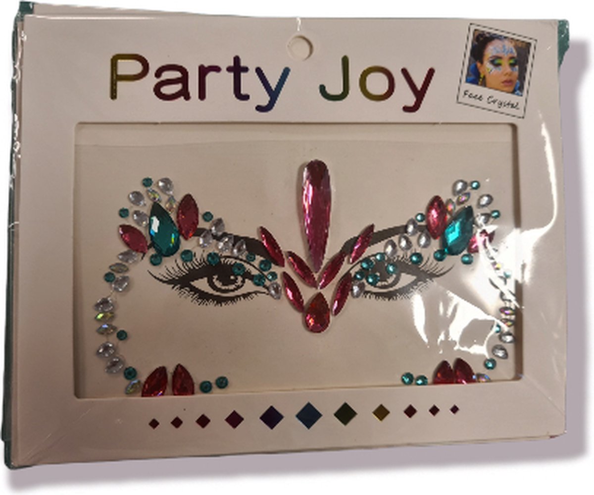 Gezicht sticker, Face jewels Roze - zilver- Aqua Kindercrea