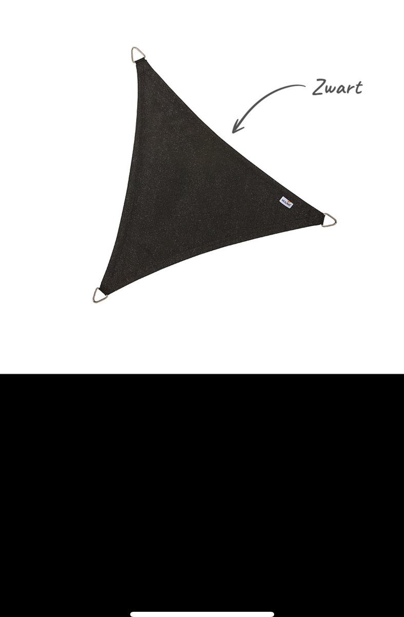 SCHADUWDOEK - ZONNEZEIL - DRIEHOEK 3,6M x 3,6M x 3,6 kleur: Zwart schaduwdoek driehoek UPF 50+