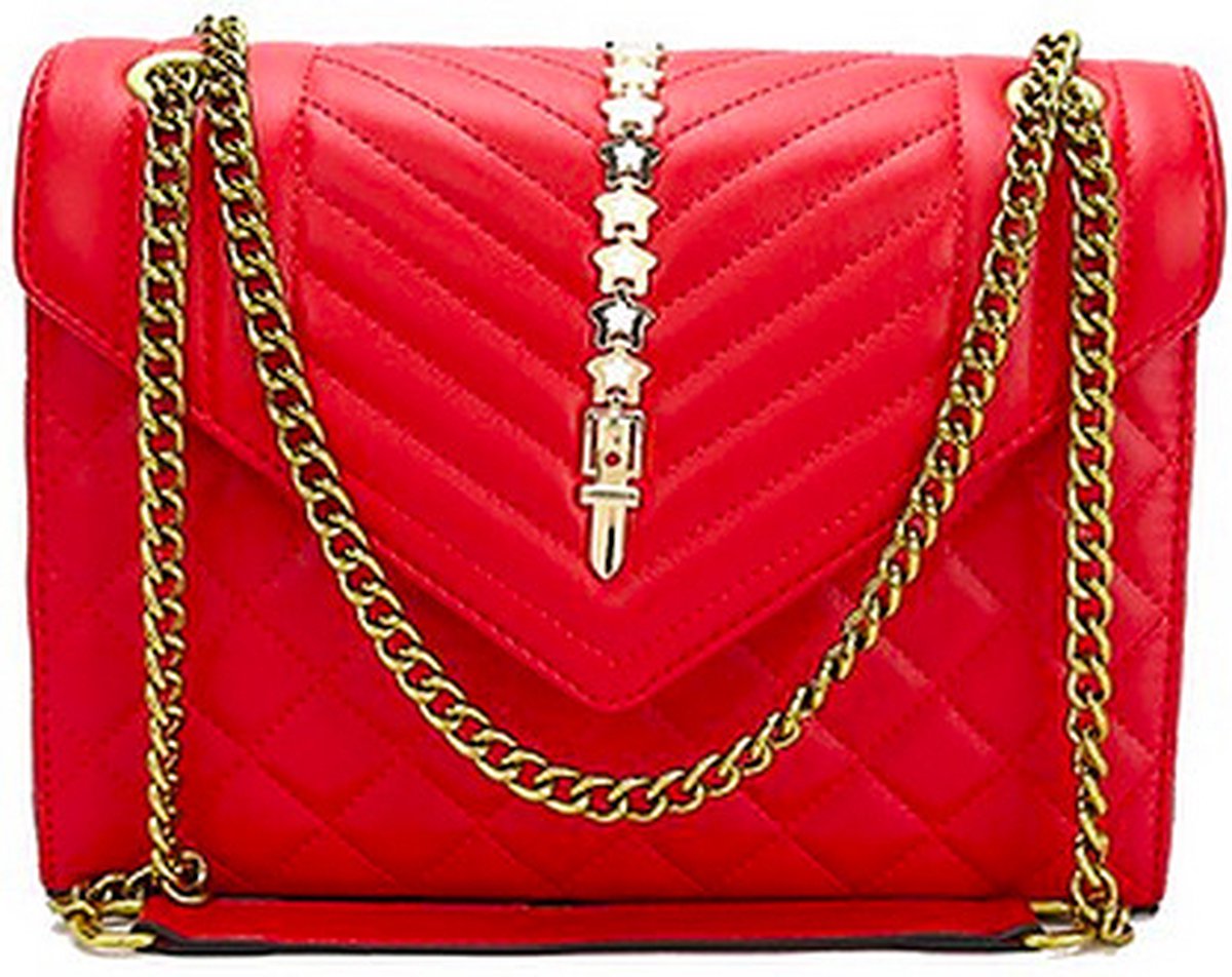 N3 Collecties Hoge kwaliteit Pu lederen ketting dames kleine schoudertas dames-Rood