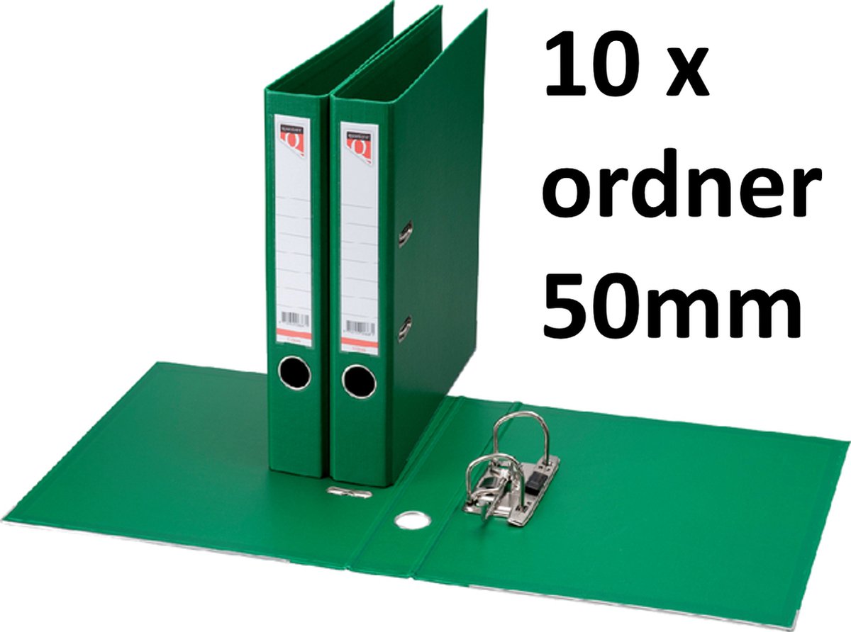 10 x Ordner Quantore - A4 - 50mm breed - PP kunststof - groen