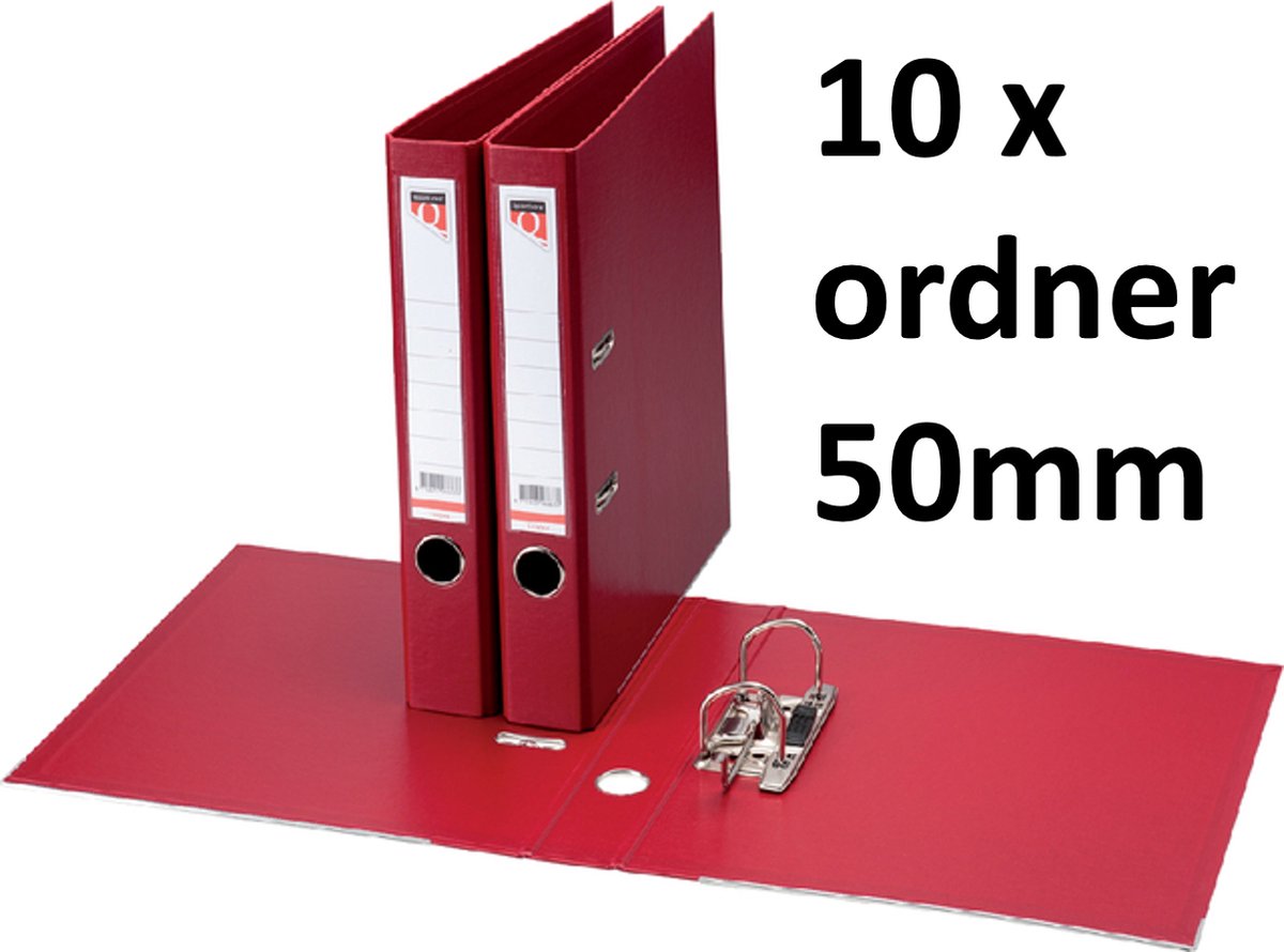 10 x Ordner Quantore - A4 - 50mm breed - PP kunststof - bordeaux