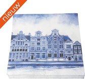 Heinen Delfts Blauw - Serviettes - Canal Houses - Papier - 17 x 17 cm