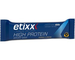 Etixx High Protein Sport Bar - Muscle Nutrition - Sport Reep - 12X55 gram - Cookie & Cream - Mix van senlle en trage eiwitten - Laag aan suikers - Rijk aan vezels