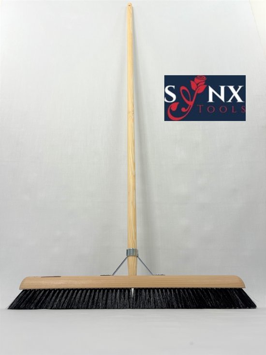 Synx Tools Zaalveger 60 cm - Paardenhaar / Kamerveger - Zachte bezem 60 cm - Bezemsteel - Veger schoonmaken - Bezems Binnen - Bezem zacht met Steel...