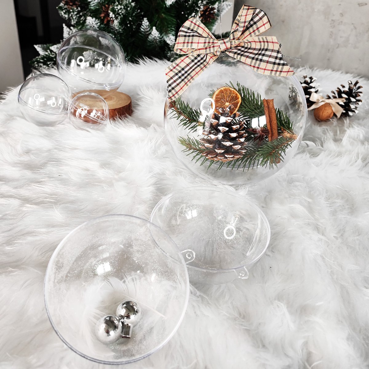 springos Kerstbal | Kerstversiering | Onbreekbaar | Hobby/DIY Kerstbal | 1 Stuk | 8 cm | Transparant
