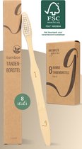 NATURE’S groove® Bamboe Handtandenborstel Hard - 8 Stuks - Houten Tandenborstel - Handmatig