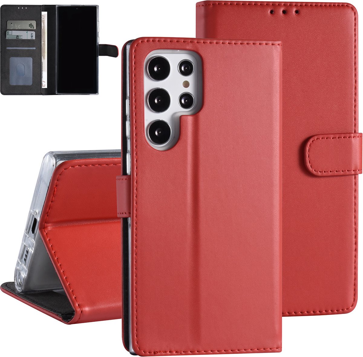 Rood Book Case hoesje voor Samsung Galaxy S22 Ultra - Pasjeshouder - Magneetsluiting