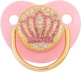 Fopspeen - Schelp - 0 - 18 Maanden - Roze / goud - Silica gel - Luxe fopspeen met diamanten - Baby geschenk - Meisjes fopspeen