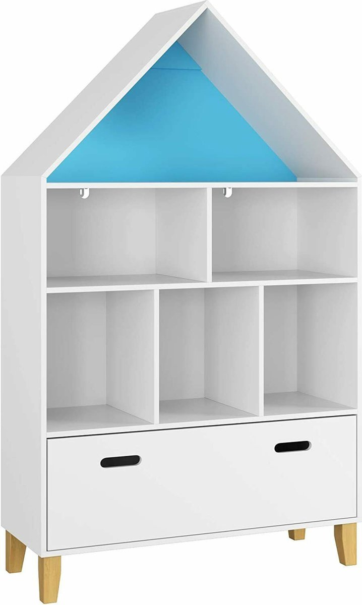 SoBuy KMB57-W Kinderboekenkast, Kinderboekenplank, Speelgoedplank