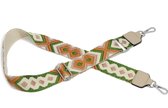Tashengel met grafische print - groen/oranje/beige - 5 cm breed - schouderband voor tas stevig katoen - STUDIO Ivana