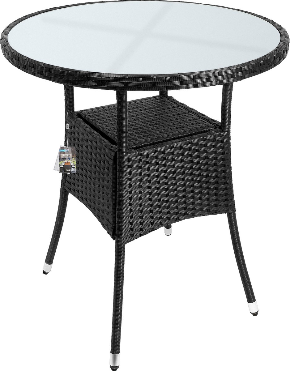 Bol.com Casaria Bijzettafel - Rond 60cm Weerbestendig Polyrattan - Zwart aanbieding