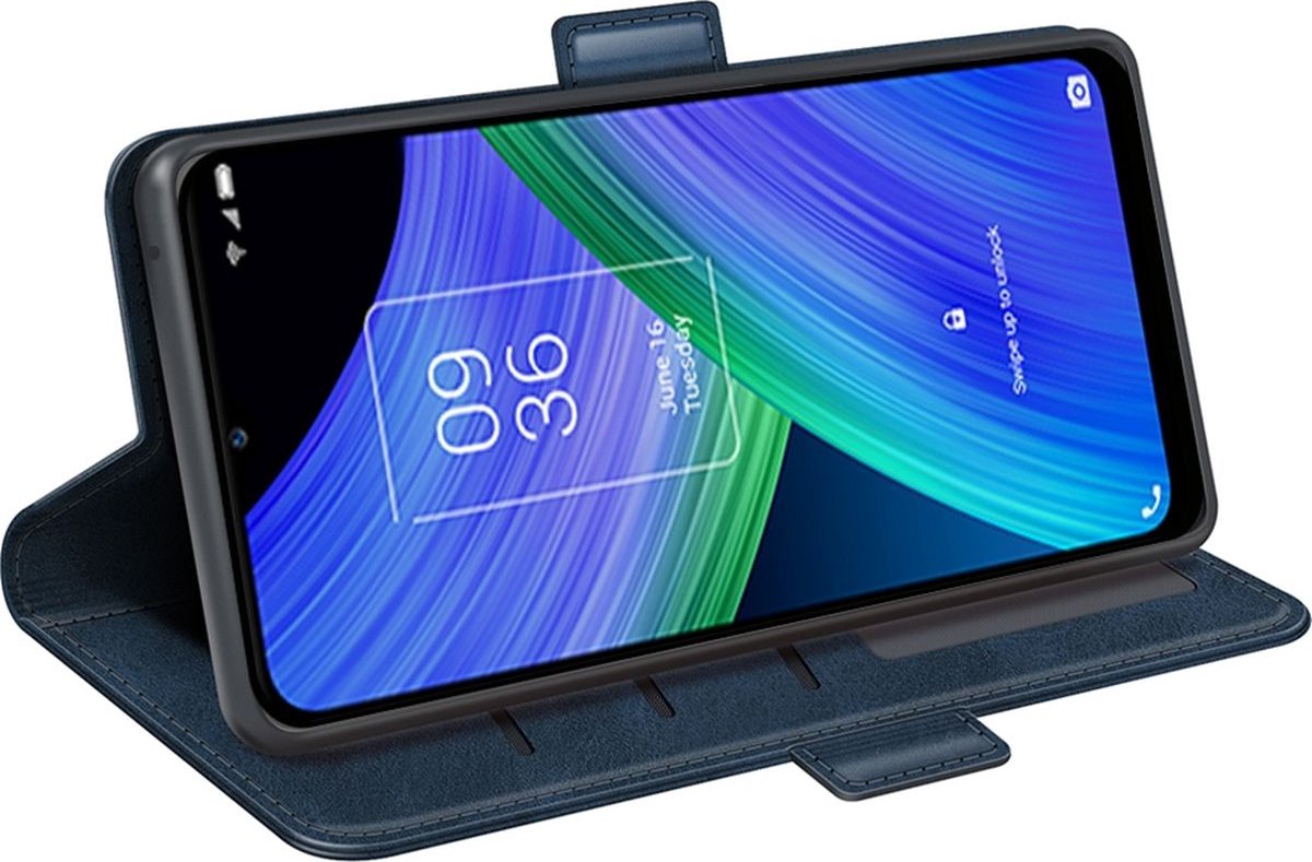 Mobigear Telefoonhoesje geschikt voor TCL 20 SE Hoesje | Mobigear Slim Magnet Bookcase Portemonnee | Pasjeshouder voor 3 Pasjes | Telefoonhoesje voor Pinpas / OV Kaart / Rijbewijs - Blauw — cadeau in Cadeau-ideeën - foto 4