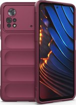 Mobigear Hoesje geschikt voor POCO X4 Pro 5G Telefoonhoesje Flexibel TPU | Mobigear Bumpy Backcover | X4 Pro 5G Case | Back Cover - Bordeaux Rood