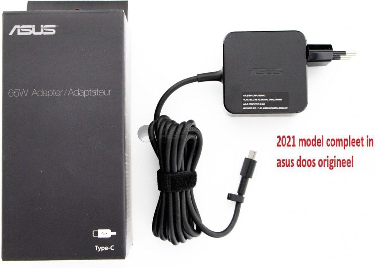 Chargeur et câble d'alimentation PC Asus CHARGEUR SECTEUR USB TYPE C 65 W  NOIR - AC65-00