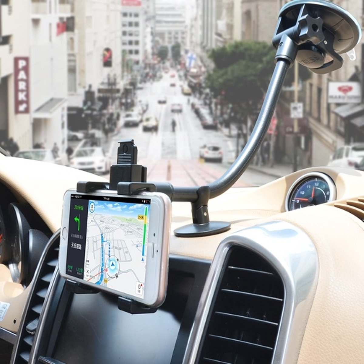 Tablet Houder Auto Dashboard, woleyi Auto Voorruit Tablethouder Zuignap met Verstelbare Telescopische Arm voor iPad Pro Air Mini, Galaxy Tabs, Lenovo, Gsm, 4-12.9