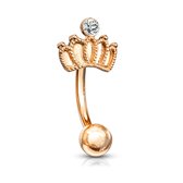 Piercing kroon met steen rose gold plated