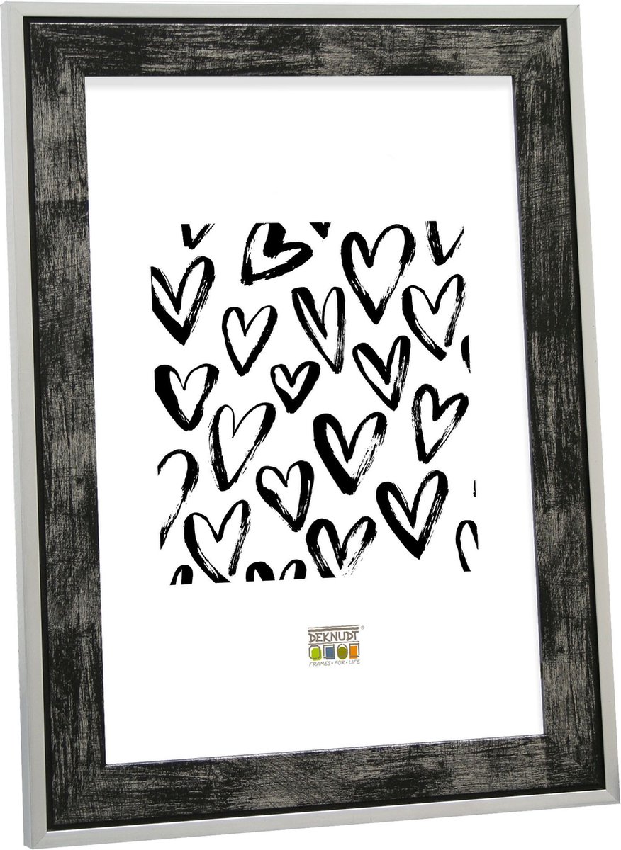 Deknudt Frames fotolijst S43RE2 - zwart - zilverkleurige rand - 24x30