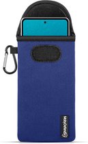 Coque pour Samsung Galaxy A53 - Pochette en néoprène MobyDefend avec mousqueton - Insert Case - Boucle de ceinture - Blauw - Coque pour téléphone portable - Coque pour téléphone Ce produit est compatible avec : Samsung Galaxy A53
